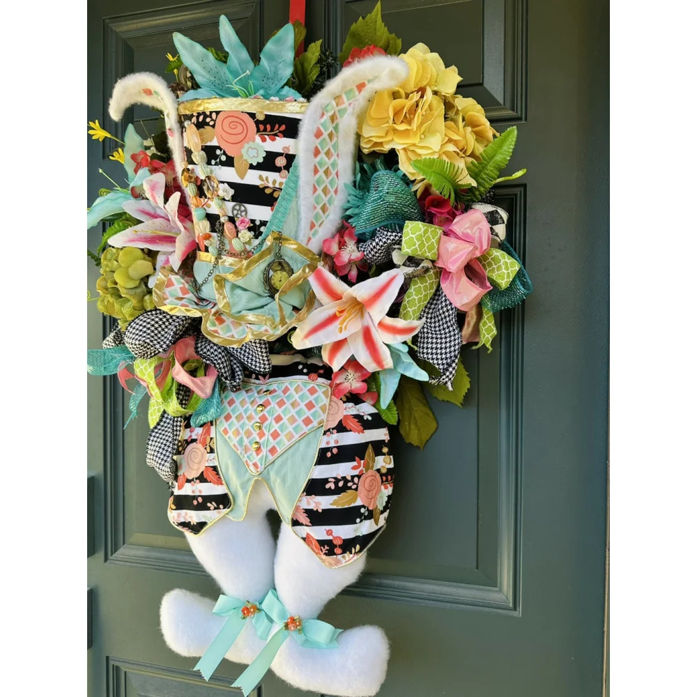 Mad Hatter Wreath, Easter Wreath, Mad Hatter Wreath, Alice In Wonderland Wreath